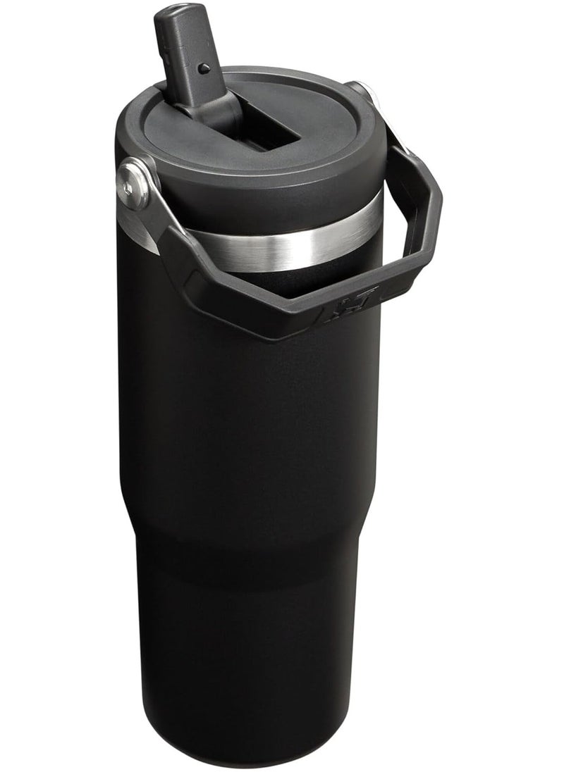 Stanley - IceFlow Stainless Steel Tumbler 30oz, Leak-Resistant, Vacuum Insulated Water Bottle with Straw, Keeps Drinks Cold for 12 Hours or Iced for 2 Days, Ideal for Home, Office, or Travel, Black - Image 1