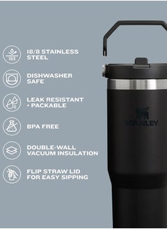 Stanley IceFlow Stainless Steel Tumbler 30oz, Leak-Resistant, Vacuum Insulated Water Bottle with Straw, Keeps Drinks Cold for 12 Hours or Iced for 2 Days, Ideal for Home, Office, or Travel, Black  - Image 5
