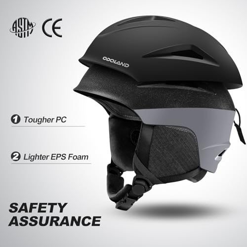 Odoland Ski Helmet, Snowboard Helmet with Ski Goggles for Adults and Youth, Audio Compatible, Shockproof, Windproof, Safety Snow Sports Helmet and Protective Glasses for Men Women, Black, L - Image 2