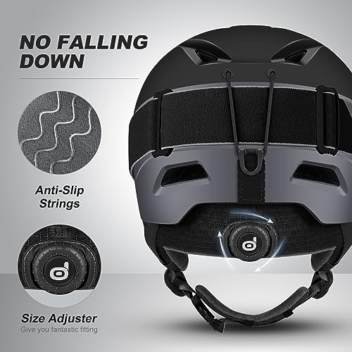 Odoland Ski Helmet, Snowboard Helmet with Ski Goggles for Adults and Youth, Audio Compatible, Shockproof, Windproof, Safety Snow Sports Helmet and Protective Glasses for Men Women, Black, L - Image 4