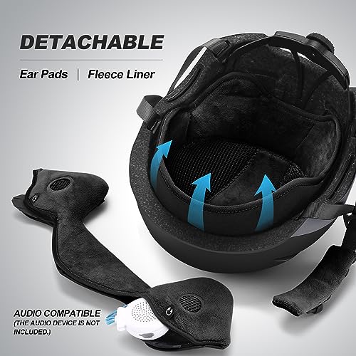 Odoland Ski Helmet, Snowboard Helmet with Ski Goggles for Adults and Youth, Audio Compatible, Shockproof, Windproof, Safety Snow Sports Helmet and Protective Glasses for Men Women, Black, L - Image 5