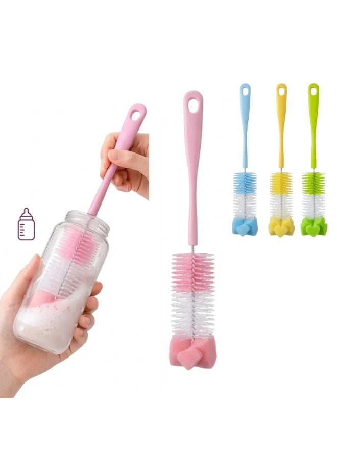 Lukadah Bottle Cleaning Brush with Long Handle, Baby Bottle Brush Cleaner, Flexible 360° Soft Bristle Scrubber for Deep Cleaning Water Bottles, Glass, Baby Feeding Bottles, Kitchen Cleaning Tool, BPA Free, Hygienic & Durable - Image 1