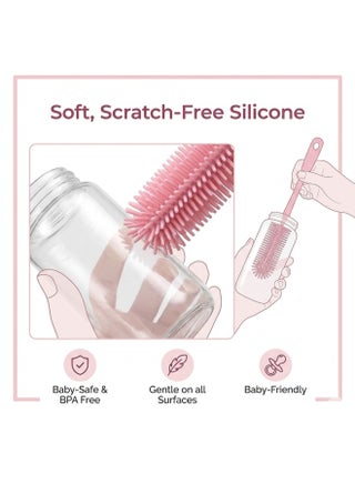 Bottle Cleaning Brush with Long Handle, Baby Bottle Brush Cleaner, Flexible 360° Soft Bristle Scrubber for Deep Cleaning Water Bottles, Glass, Baby Feeding Bottles, Kitchen Cleaning Tool, BPA Free, Hygienic & Durable - view 3