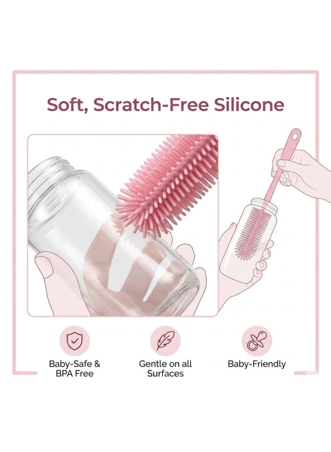 Lukadah Bottle Cleaning Brush with Long Handle, Baby Bottle Brush Cleaner, Flexible 360° Soft Bristle Scrubber for Deep Cleaning Water Bottles, Glass, Baby Feeding Bottles, Kitchen Cleaning Tool, BPA Free, Hygienic & Durable - Image 3