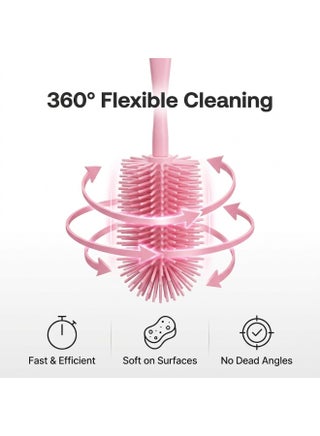 Bottle Cleaning Brush with Long Handle, Baby Bottle Brush Cleaner, Flexible 360° Soft Bristle Scrubber for Deep Cleaning Water Bottles, Glass, Baby Feeding Bottles, Kitchen Cleaning Tool, BPA Free, Hygienic & Durable - view 4