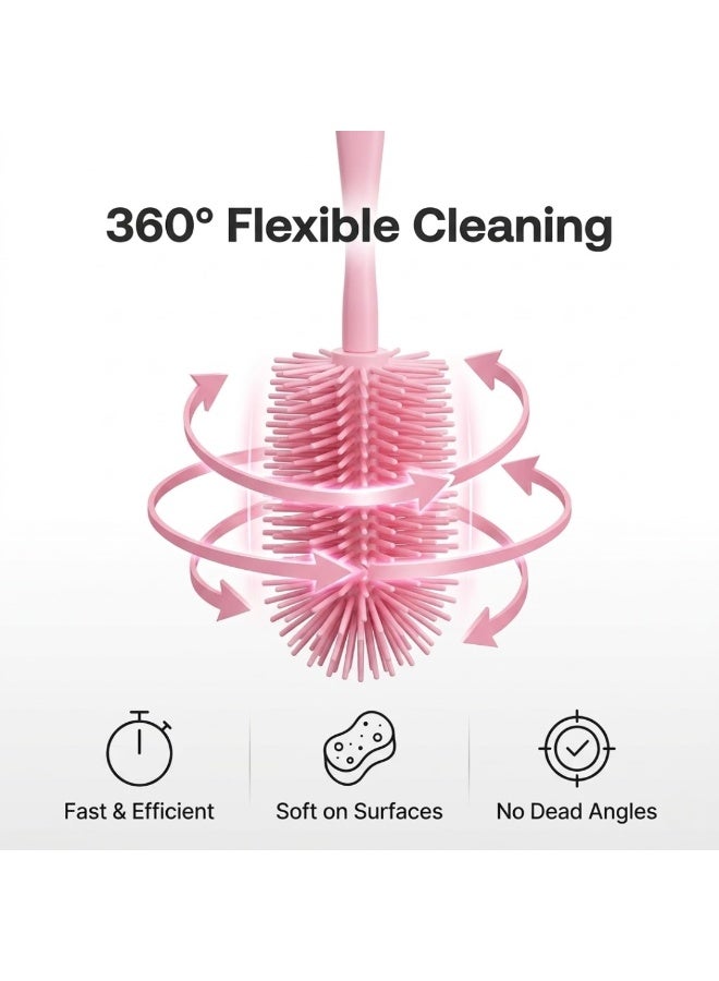 Lukadah Bottle Cleaning Brush with Long Handle, Baby Bottle Brush Cleaner, Flexible 360° Soft Bristle Scrubber for Deep Cleaning Water Bottles, Glass, Baby Feeding Bottles, Kitchen Cleaning Tool, BPA Free, Hygienic & Durable - Image 4