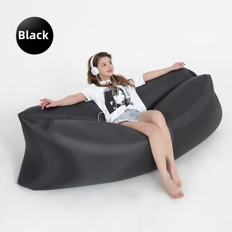 Generic New Portable Inflatable Lounger Air Sofa for Outdoor Black 