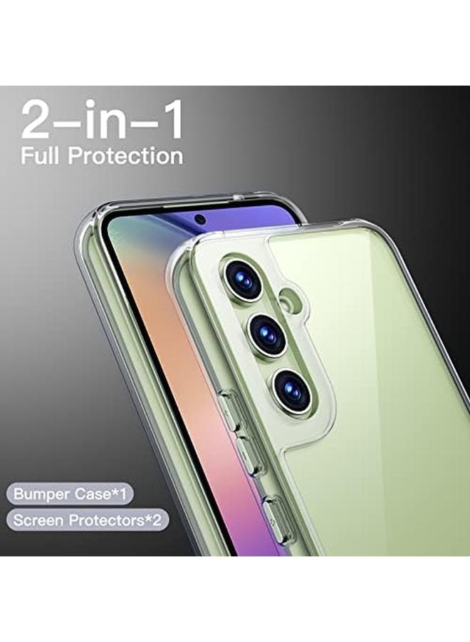 جي تيك جراب 2 في 1 لهاتف Samsung Galaxy A54 5G مقاس 6.4 بوصة مع قطعتين من واقي الشاشة وطبقة زجاجية مقواة ومضادة للصدمات وغطاء حماية شفاف خلفي - Image 2