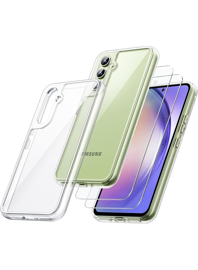 جي تيك جراب 2 في 1 لهاتف Samsung Galaxy A54 5G مقاس 6.4 بوصة مع قطعتين من واقي الشاشة وطبقة زجاجية مقواة ومضادة للصدمات وغطاء حماية شفاف خلفي - Image 1