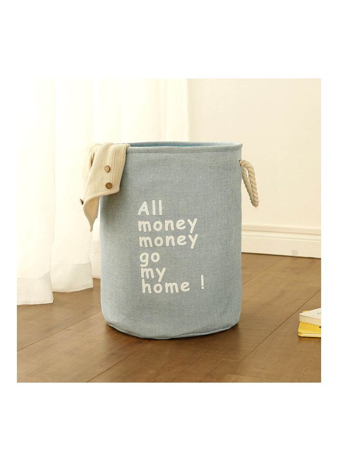 NIBEMINENT Foldable Laundry Basket Light Blue/White 450x450x30millimeter - Image 2