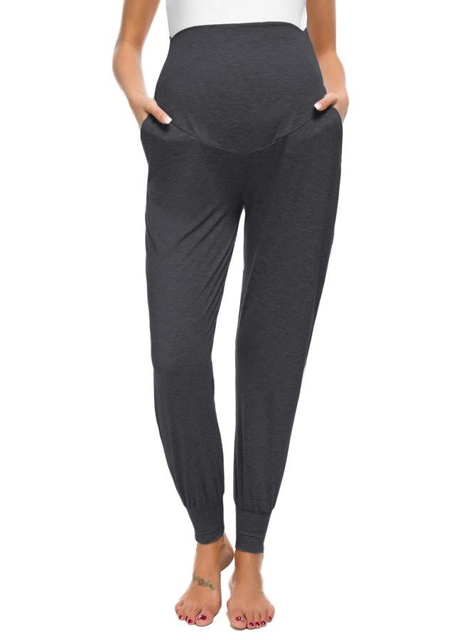 Liu & Qu Maternity Women's Casual Pants Stretchy Comfortable Lounge Pants, 1.black+dark Grey, L - Image 2