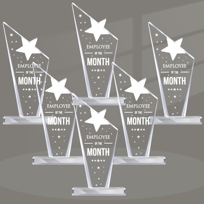 Roowest 6 Pcs Employee of The Month Plaque Teacher Appreciation Gifts for Nurses Coworkers Acrylic Plaque Award Keepsake Reward for Employee Colleague Volunteer Office Business Favor - Image 1