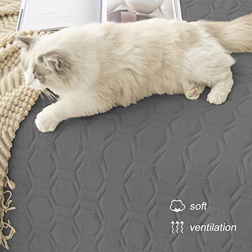 Tcksstex Waterproof and Non-Slip Dog Bed Cover and Pet Blanket Sofa Pet Bed Mat ，car Incontinence Mattress Protectors Furniture Couch Cover for Most Cats Dogs,Pets（52x82-Dark Grey） - Image 5
