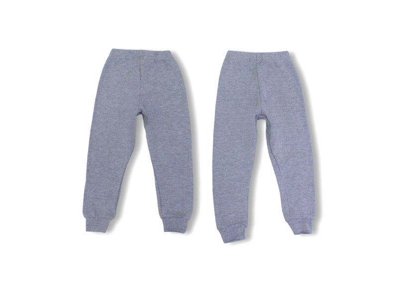 Ourkids Unisex Kids Cotton Thermal Pants Pack of 2 – Grey - Image 3