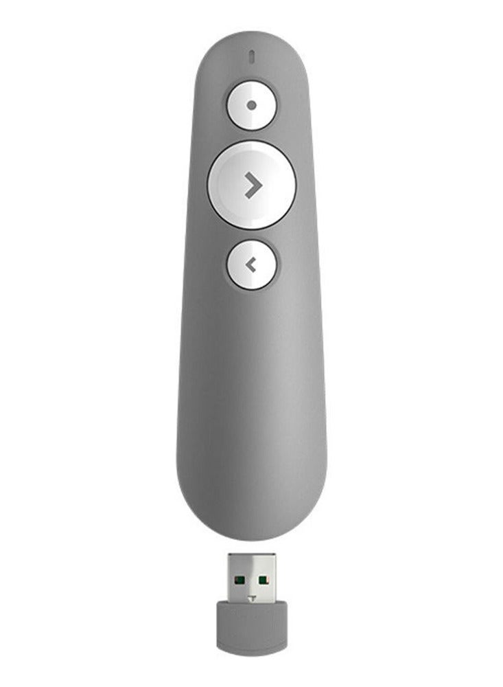 Wireless Presentation Remote R500 , 2.4 GHz and Bluetooth, USB-Receiver, Red Laser Pointer, 20-Meter Operating Range, 3 Buttons, PC/Mac/Android/iOS Grey - Image 1