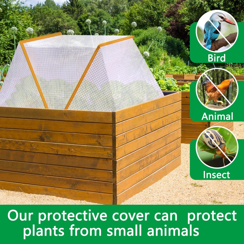 DECOHS 32" x 13" x 14" Garden Row Accelerator Plants Cover, Foldable Raised Garden Beds Vegetable Rows Plant Protector, Plant Net Cage Guard Greenhouse Cover for Protecting Vegetable Fruit from Animals - Image 4