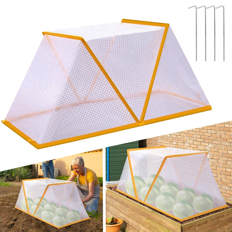 DECOHS 32" x 13" x 14" Garden Row Accelerator Plants Cover, Foldable Raised Garden Beds Vegetable Rows Plant Protector, Plant Net Cage Guard Greenhouse Cover for Protecting Vegetable Fruit from Animals - Image 1
