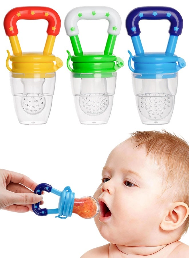 1 Pack 3 Pcs Baby Fruit Feeder Weaning Dummies Set, Food Feeder Pacifiers with Pacifier Clips, Teething Dummy for Babies, Infants & Toddlers - Image 1