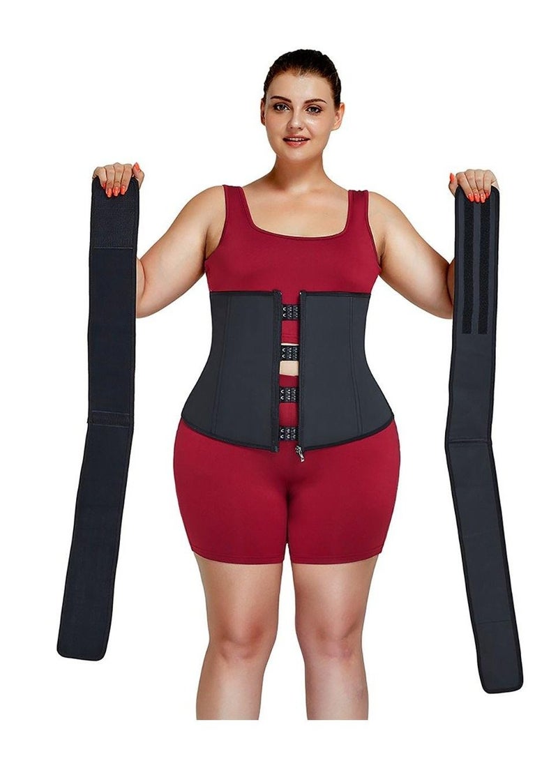 Dee trimmer Double Strap Waist Trainer Belt for Stomach and Back | Slimming Sweat Wrap with Tummy Control and Lumbar Support | Belly Body Shaper for Fitness, Workout and Weight Loss - Image 1