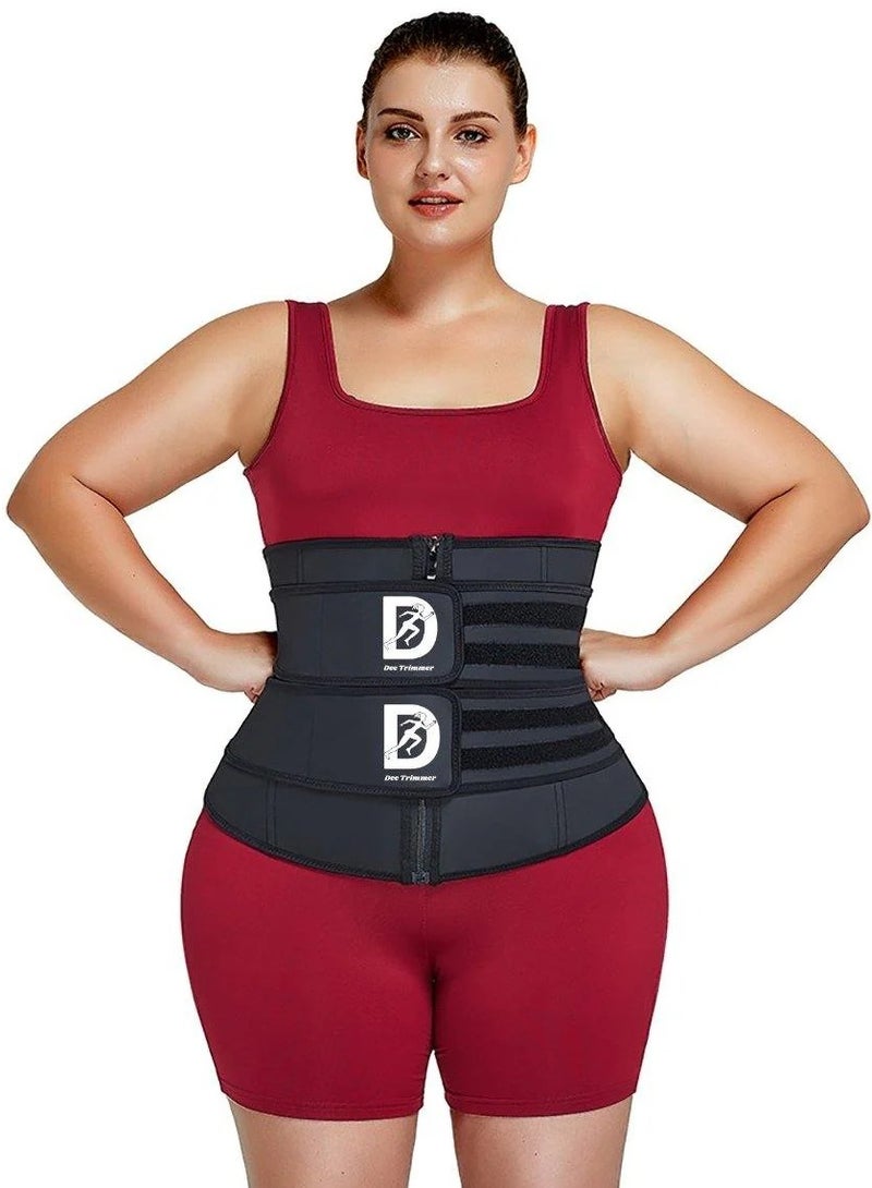 Dee trimmer Double Strap Waist Trainer Belt for Stomach and Back | Slimming Sweat Wrap with Tummy Control and Lumbar Support | Belly Body Shaper for Fitness, Workout and Weight Loss - Image 2