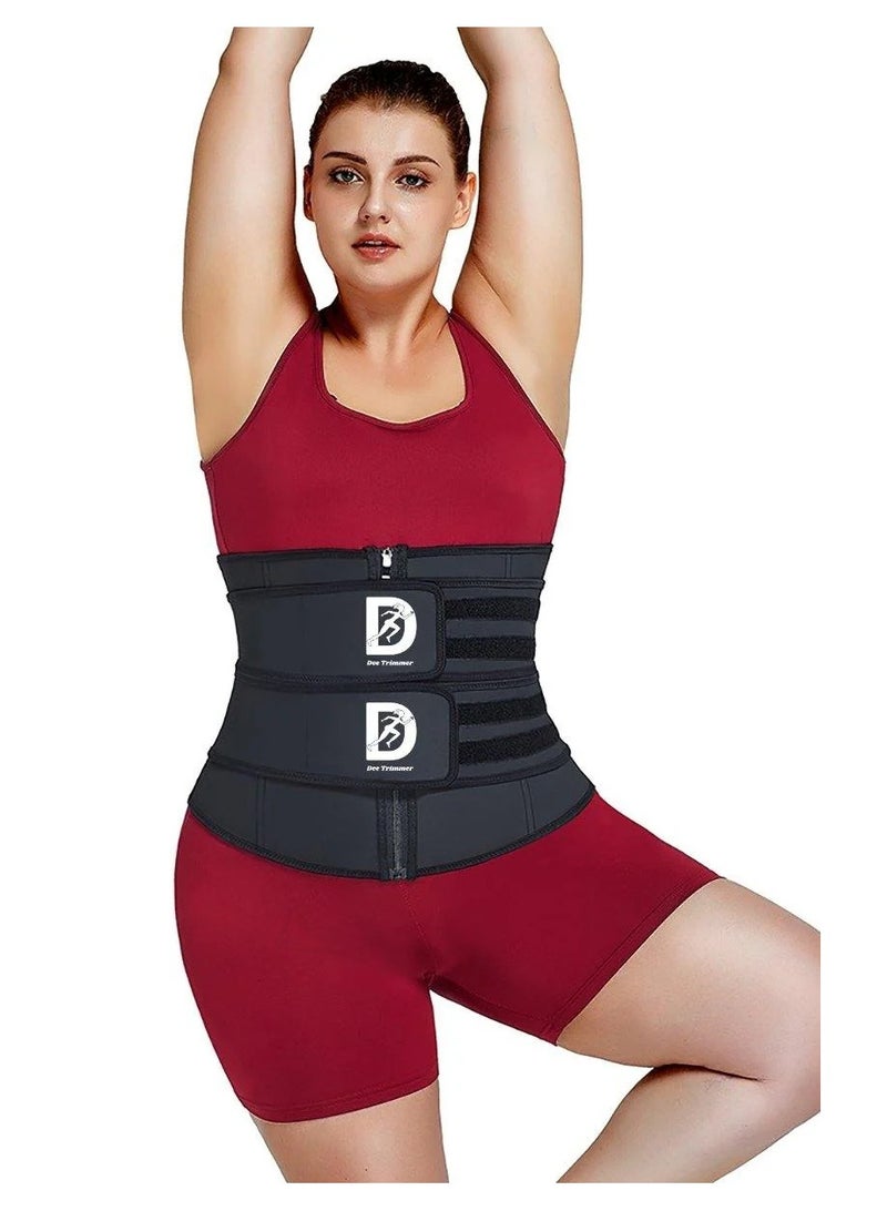 Dee trimmer Double Strap Waist Trainer Belt for Stomach and Back | Slimming Sweat Wrap with Tummy Control and Lumbar Support | Belly Body Shaper for Fitness, Workout and Weight Loss - Image 3