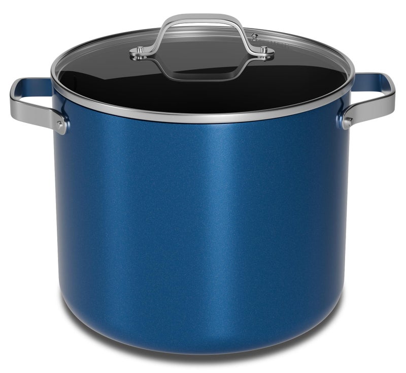 BAKKENMASTER Bakken 16 Quart Ceramic Coated Stock Pot with Lid, Easy Clean Nonstick Pot, Tempered Glass Lid, Riveted Stainless Steel Handles, Oven Safe Up To 500Â°F, PTFE & PFAS Free, All Stove Compatible, Blue - Image 1