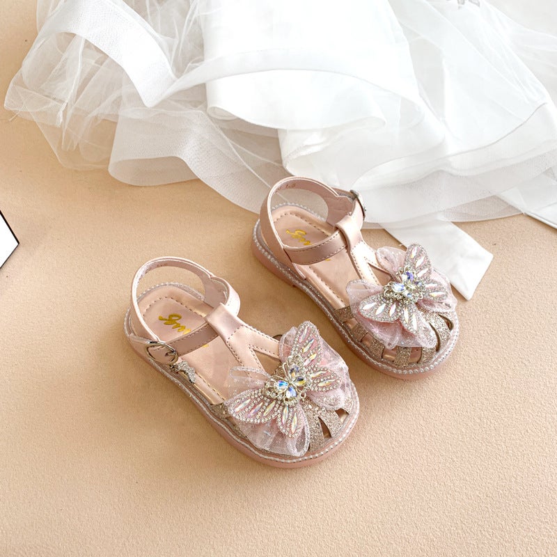 Girls' Sandals 2025 Arrival Bow Princess Shoes Korean Style Soft-Soled Toe Toe Children'S All-Match Single-Layer Shoes - Image 1