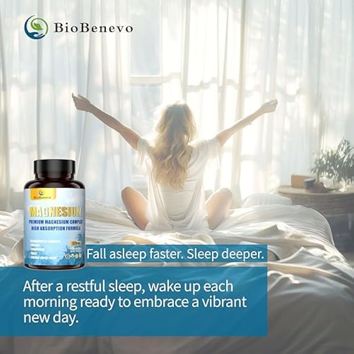 BioBenevo 5-in-1 Magnesium Complex | 320mg of Magnesium Glycinate, Malate, Citrate… | Support for Sleep, Muscle Relaxation, and Energy Metabolism | High Absorption | Vegan, Non-GMO | 120 Capsules - Image 4