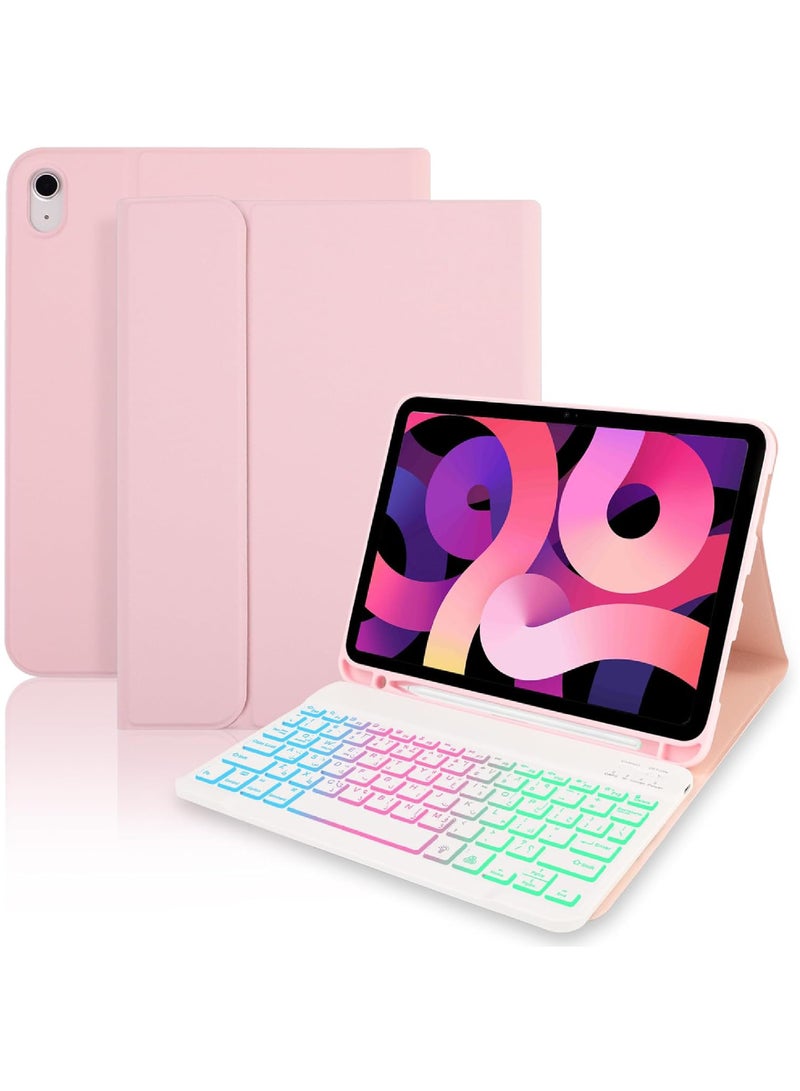 Rock Pow Case with Arabic Keyboard for iPad Air 11 inch (M3 2025/M2 2024) iPad Air 5th 4th 10.9 inch 2022 2020,7 Color Rainbow Backlit Detachable Keyboard Type-C Charging with Magnetic Cover - Image 1