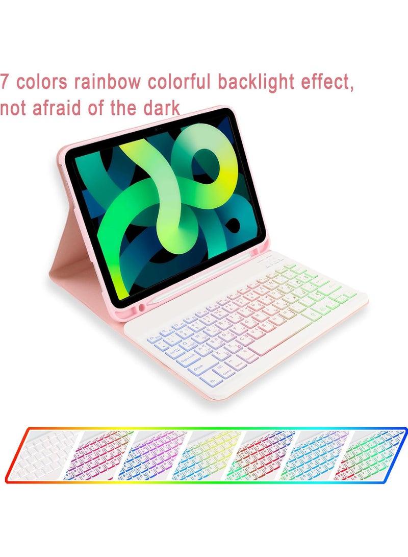 Rock Pow Case with Arabic Keyboard for iPad Air 11 inch (M3 2025/M2 2024) iPad Air 5th 4th 10.9 inch 2022 2020,7 Color Rainbow Backlit Detachable Keyboard Type-C Charging with Magnetic Cover - Image 4