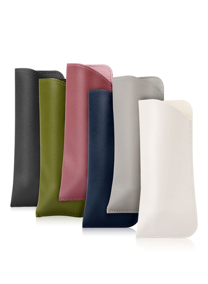 SYOSI Soft Glasses Cases, 7x3 Inch Leather Reading Eyeglasses Case Portable Glasses Case Soft Pouch Leather Sunglasses Pouch for Women Men Kids Adults  - Image 1