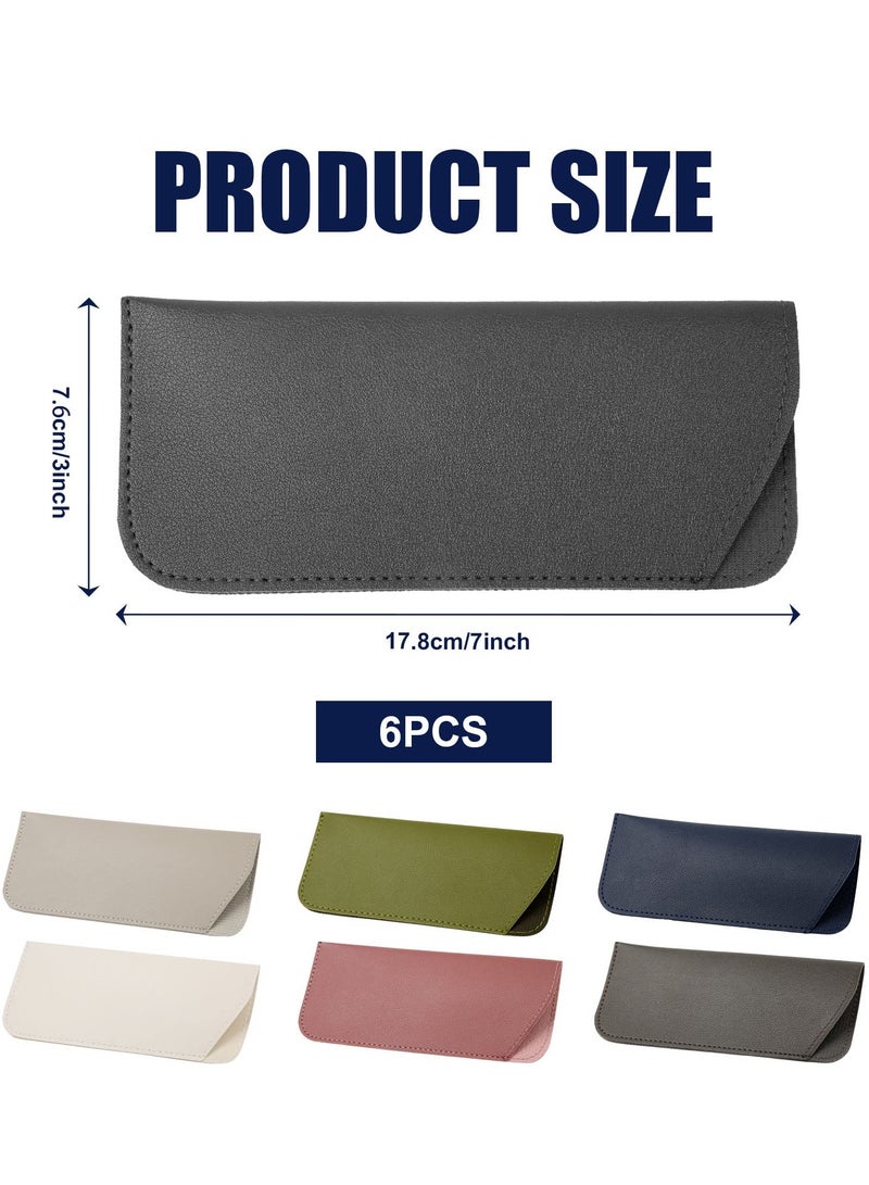 SYOSI Soft Glasses Cases, 7x3 Inch Leather Reading Eyeglasses Case Portable Glasses Case Soft Pouch Leather Sunglasses Pouch for Women Men Kids Adults  - Image 5