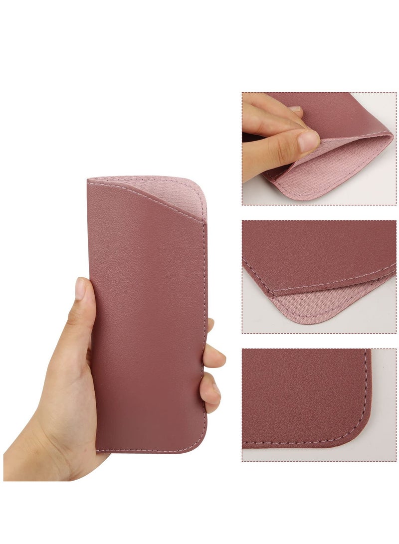 SYOSI Soft Glasses Cases, 7x3 Inch Leather Reading Eyeglasses Case Portable Glasses Case Soft Pouch Leather Sunglasses Pouch for Women Men Kids Adults  - Image 2