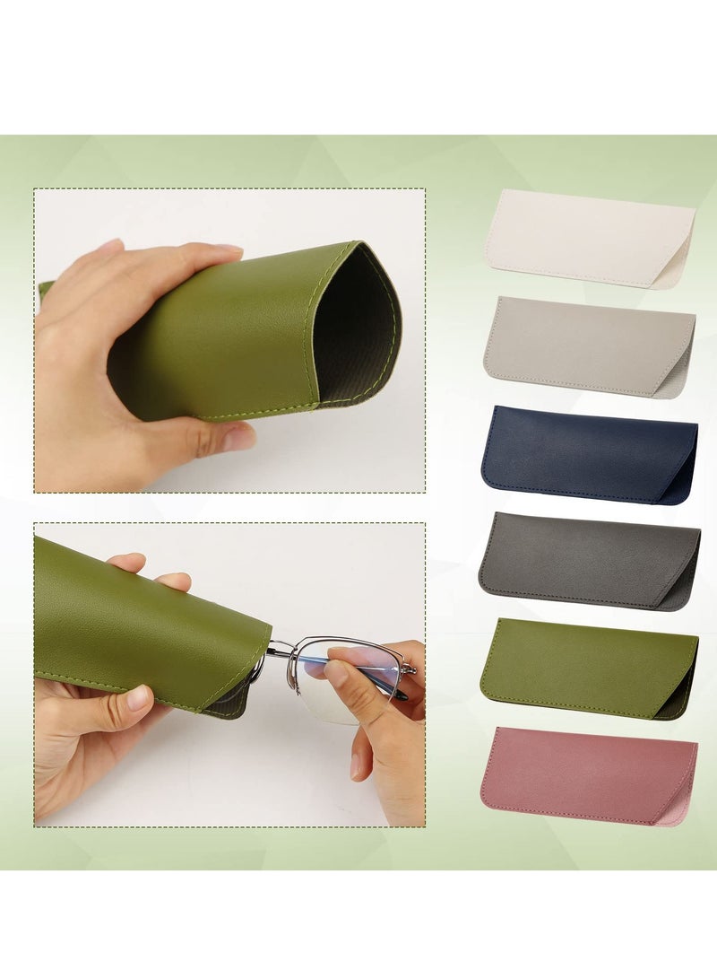 SYOSI Soft Glasses Cases, 7x3 Inch Leather Reading Eyeglasses Case Portable Glasses Case Soft Pouch Leather Sunglasses Pouch for Women Men Kids Adults  - Image 3