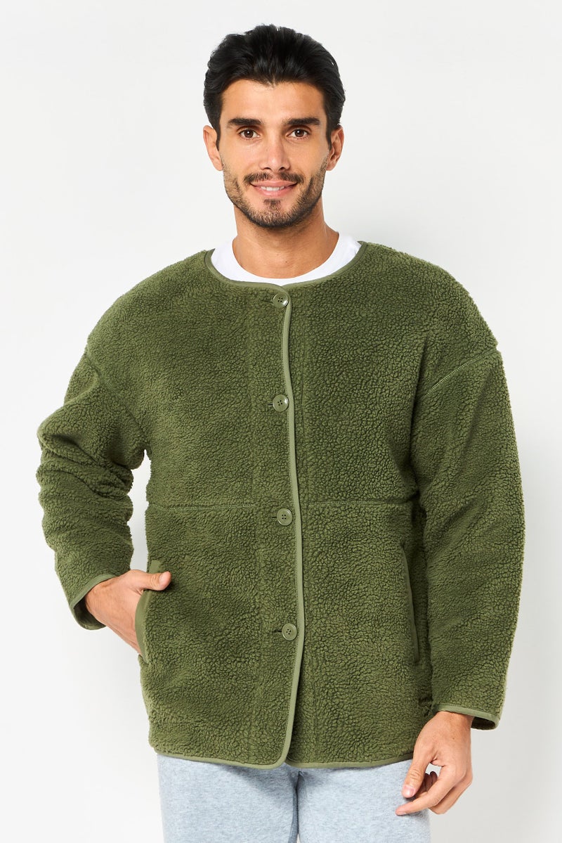 Reebok Men Sportswear Fit Reversible Outdoor Jacket, Olive - Image 1