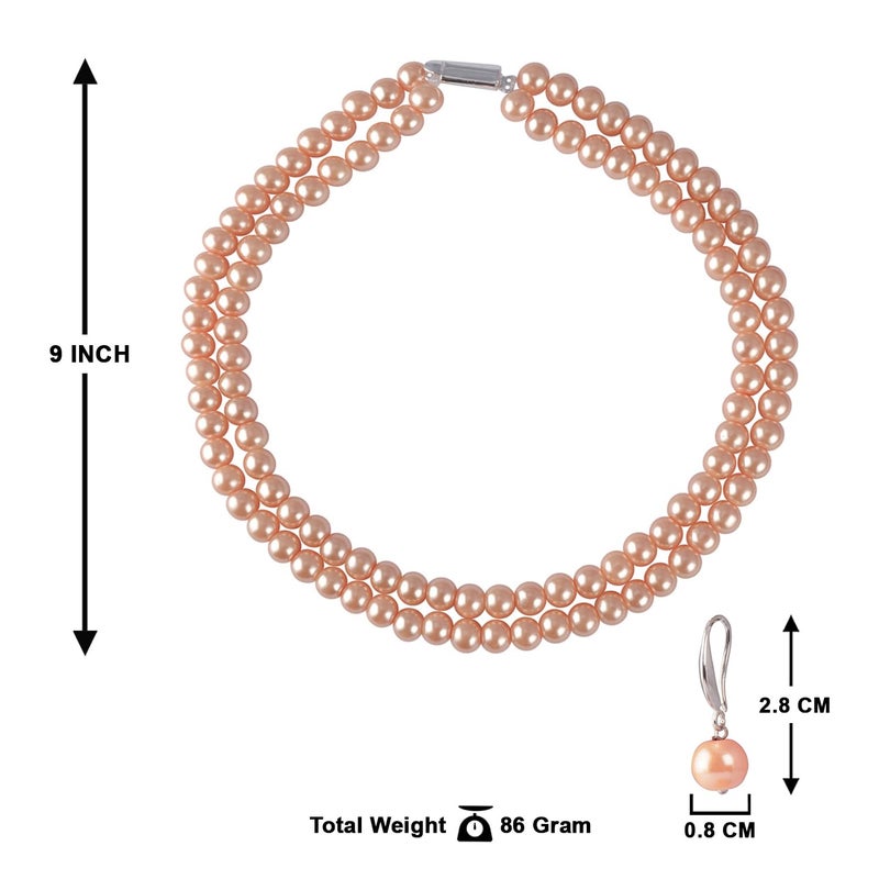 JFL - Jewellery for Less Combo Imitation 8mm Round Pearl Double Strand Necklace Set Moti Mala Pearl Set With Earrings Handcrafted - Image 5