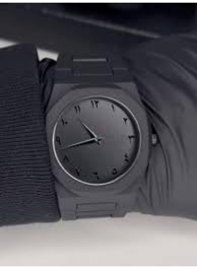 Men's Analog Quartz Wrist Watch – Full Black Stainless Steel, Arabic Numerals, Classic Round Dial, Waterproof Elegant Watch for Men