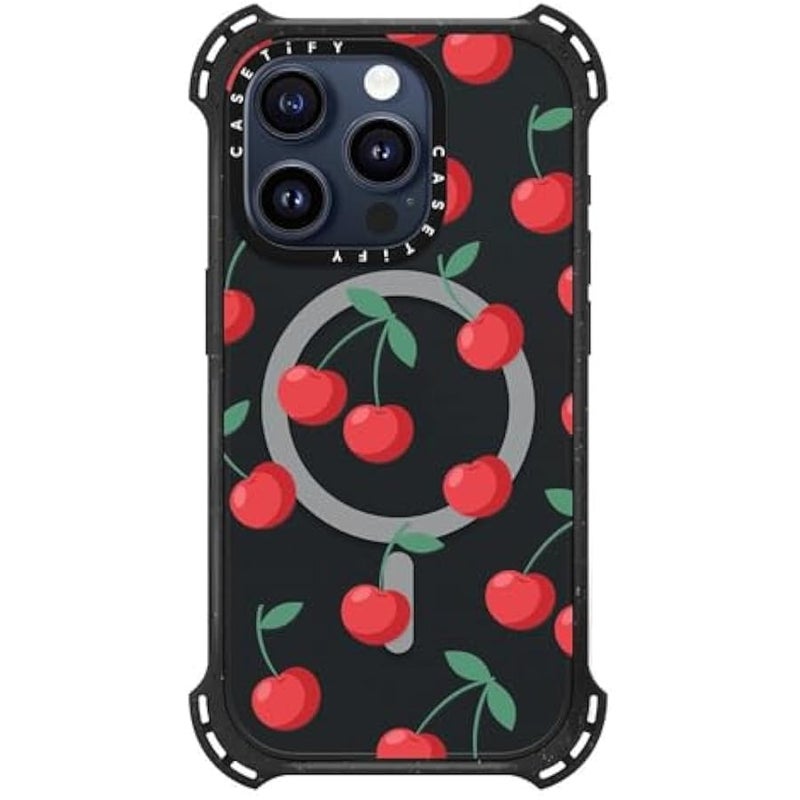 Casetify Bounce iPhone 15 Pro Case 【6X Military Grade Drop Tested / 21.3ft Drop Protection/Compatible with Magsafe】 - Cherries - Triple Black - Image 2