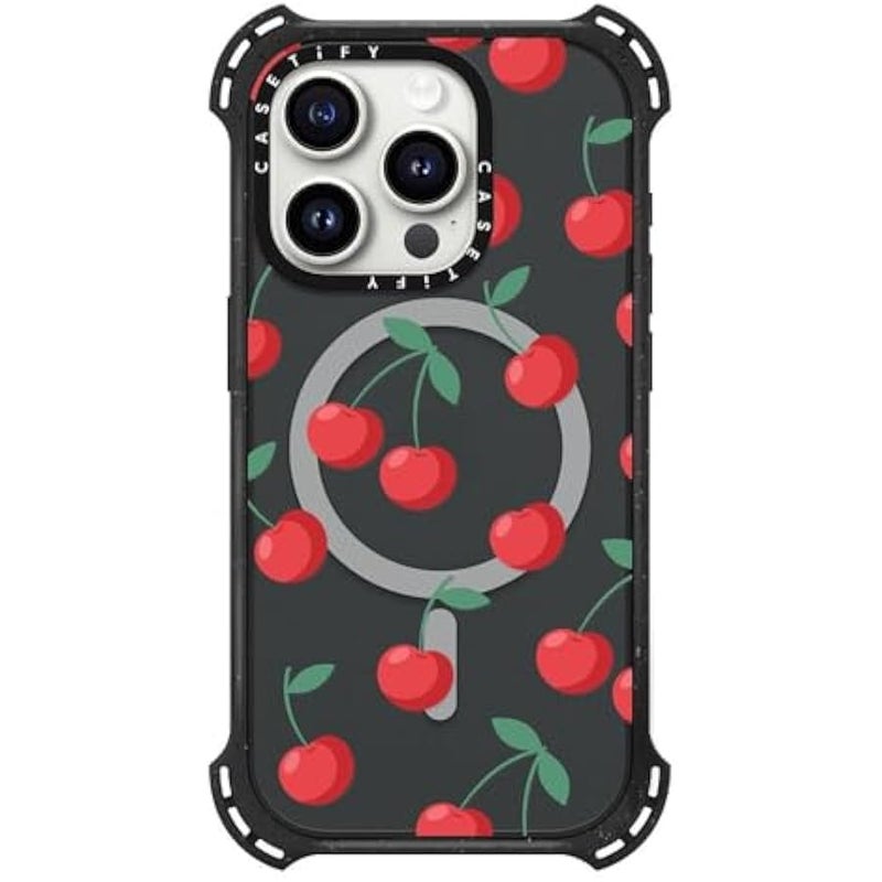 Casetify Bounce iPhone 15 Pro Case 【6X Military Grade Drop Tested / 21.3ft Drop Protection/Compatible with Magsafe】 - Cherries - Triple Black - Image 3
