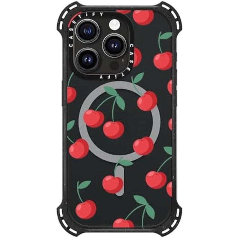 Casetify Bounce iPhone 15 Pro Case 【6X Military Grade Drop Tested / 21.3ft Drop Protection/Compatible with Magsafe】 - Cherries - Triple Black - Image 4