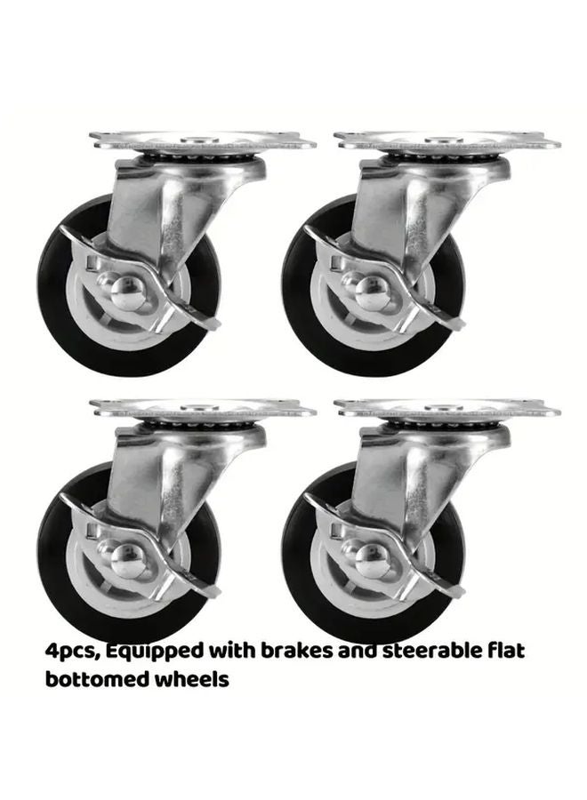 4 قطع عجلات كاستر دوارة ثقيلة مقاس 2 بوصة مع فرامل وقاعدة عريضة تدور 360 درجة - Image 1