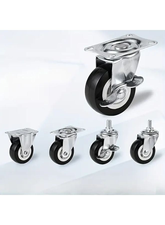 4 قطع عجلات كاستر دوارة ثقيلة مقاس 2 بوصة مع فرامل وقاعدة عريضة تدور 360 درجة - Image 2