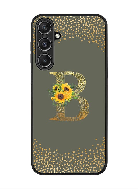 Rugged Black Edge case for Samsung Galaxy S23 FE Case Cover - Custom Monogram Initial Letter Mandala Floral Pattern Alphabet - B (Olive Green)