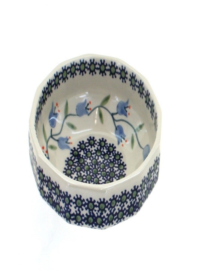 Blue Rose Pottery Blue Rose Polish Pottery - Blue Tulip Small Angular Bowl - 5" Diameter - Unique Dish for Appetizers, Nuts, or Candy - Image 1