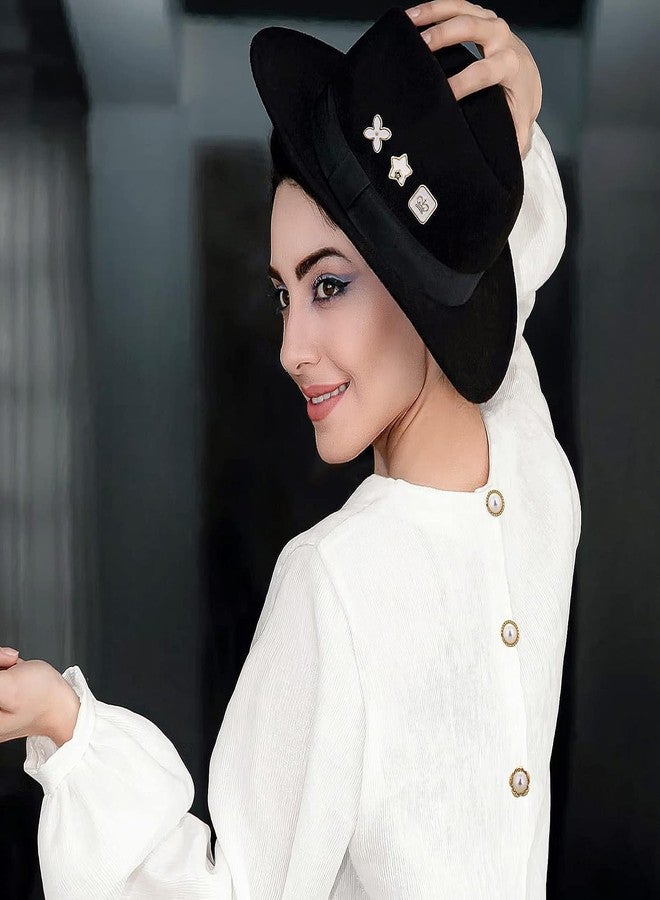 MGNLR Women Shirt Brooch Buttons Pearl No Sew Button Pins Safety Rhinestones Mini Brooch Pins Cover up Button (20 pcs) (white and black button 20 pcs) - Image 4