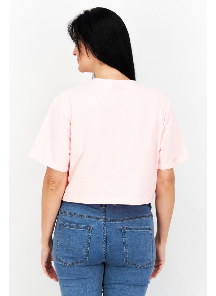 Ellesse Women Crew Neck Short Sleeve Training Crop Top, Pink  - Image 4
