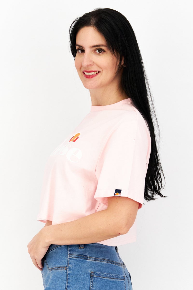 Ellesse تي شيرت قصير الأكمام للنساء بتصميم ياقة دائرية، وردي - Image 2