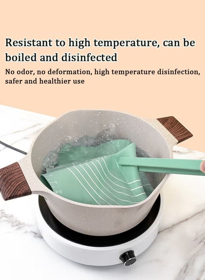 هومستر 3 قطع السيليكون الخبز حصيرة مع دبابيس المتداولة والكشط, الغذاء الصف قابلة لإعادة الاستخدام غير اللاصق المعجنات حصيرة, مقاومة الحرارة الجدول مكان حصيرة, أخضر - Image 5