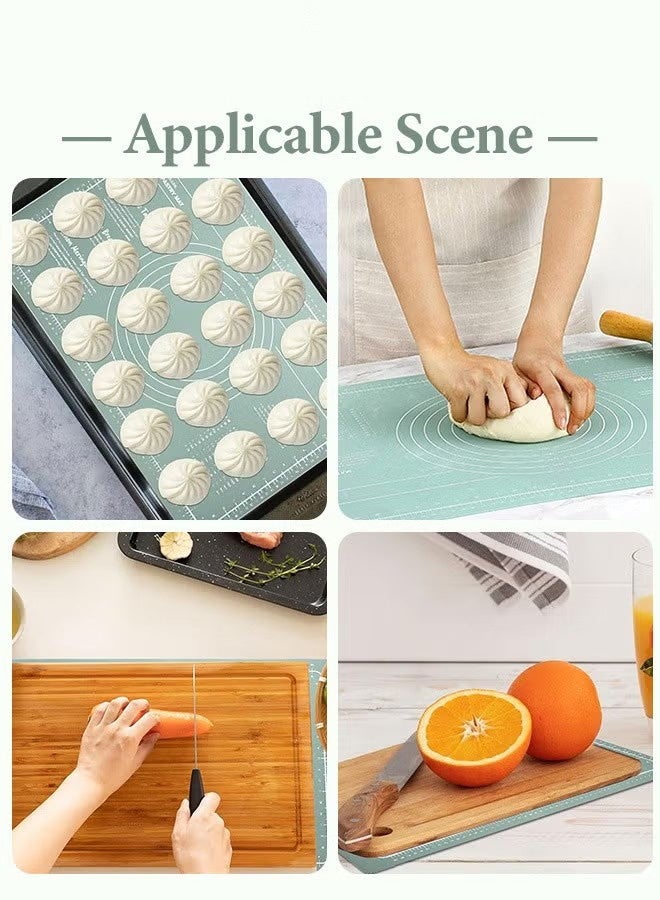هومستر 3 قطع السيليكون الخبز حصيرة مع دبابيس المتداولة والكشط, الغذاء الصف قابلة لإعادة الاستخدام غير اللاصق المعجنات حصيرة, مقاومة الحرارة الجدول مكان حصيرة, أخضر - Image 4