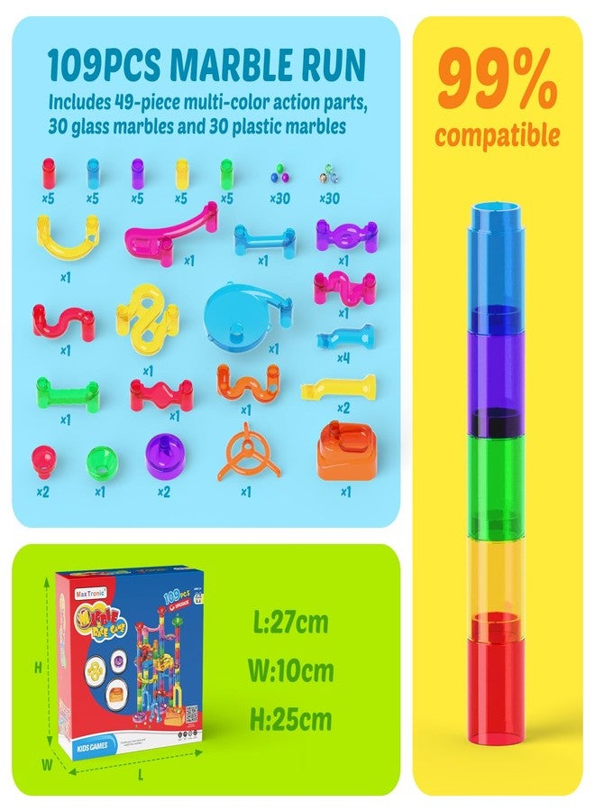 MaxTronic Marble Run, 109 Pcs Marble Maze Race Building Blocks Toy Game & STEM Learning Toys Christmas Birthday Gift for Kids Aged 3-12 - Image 2